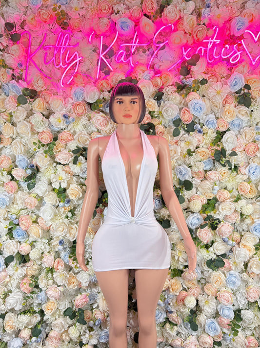 Summer White Dress Sexy Party Gown | Clubwear, Night Out, Bold Shiny Statement Womens Outfit