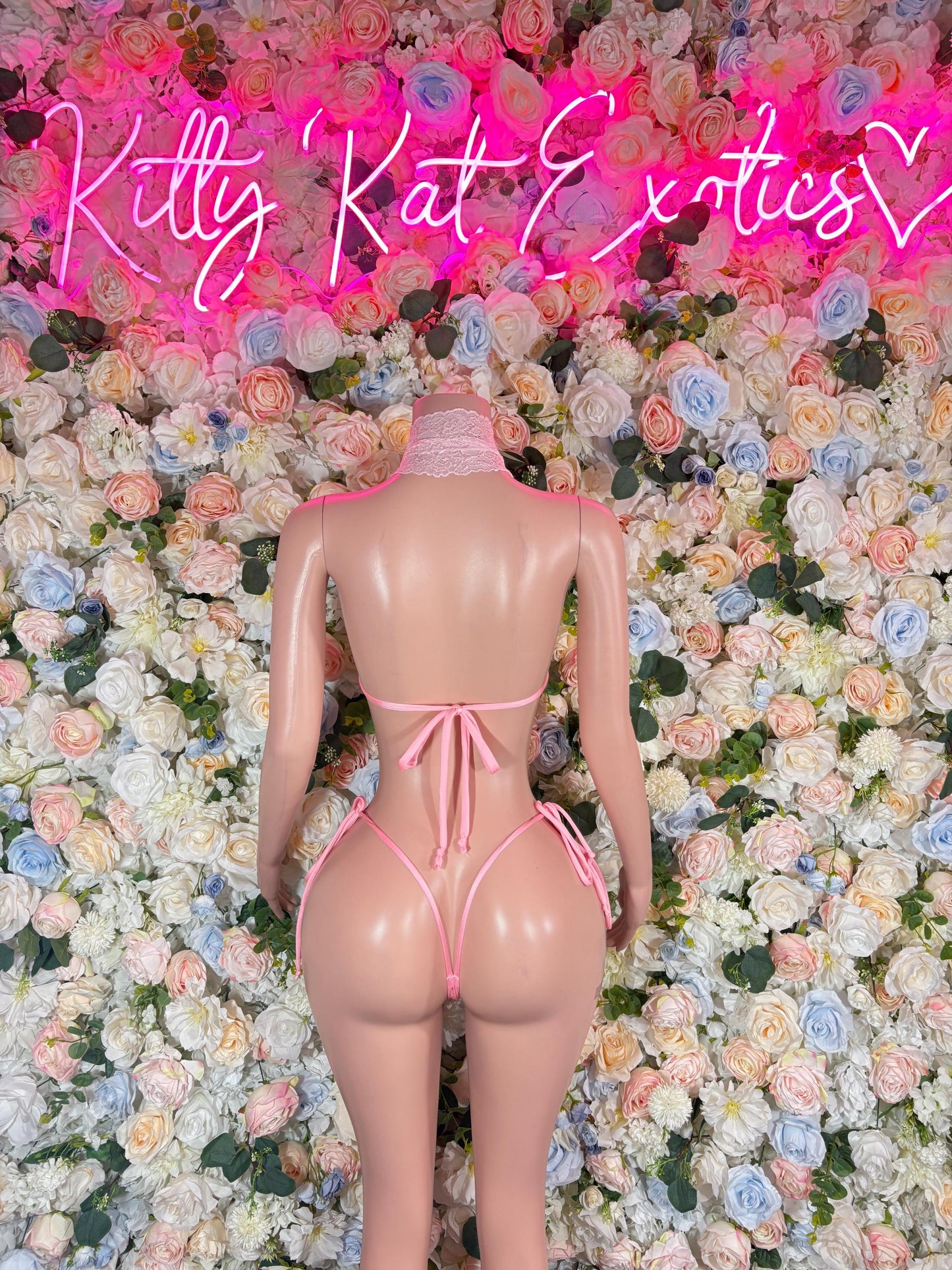 Exotic Dancewear  Two-Piece Pink Bikini Lace - Bartender - Festival wear Bottlegirl