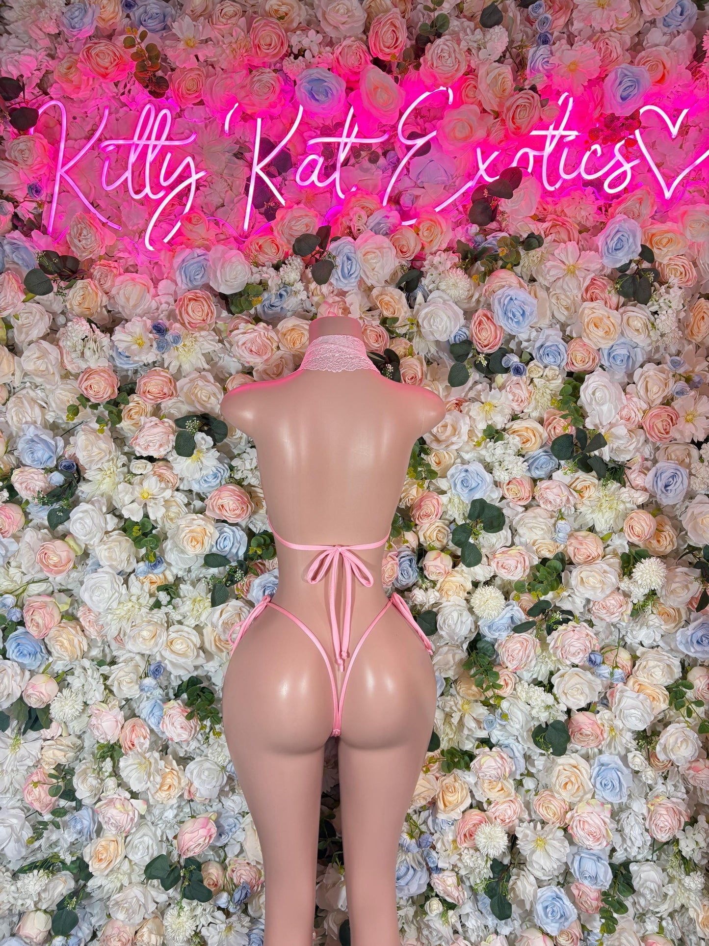 Exotic Dancewear  Two-Piece Pink Bikini Lace - Bartender - Festival wear Bottlegirl