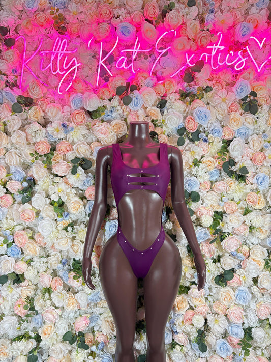 Festival Outfits  One-Piece Bodysuit Purple - Custom Design | Exotic Dancewear for Performers, Raves, & Nights Out