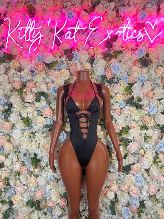 Festival Outfit Black Bodysuit -  Exotic Dancewear Rave Outfits, Events, or Special Occasions