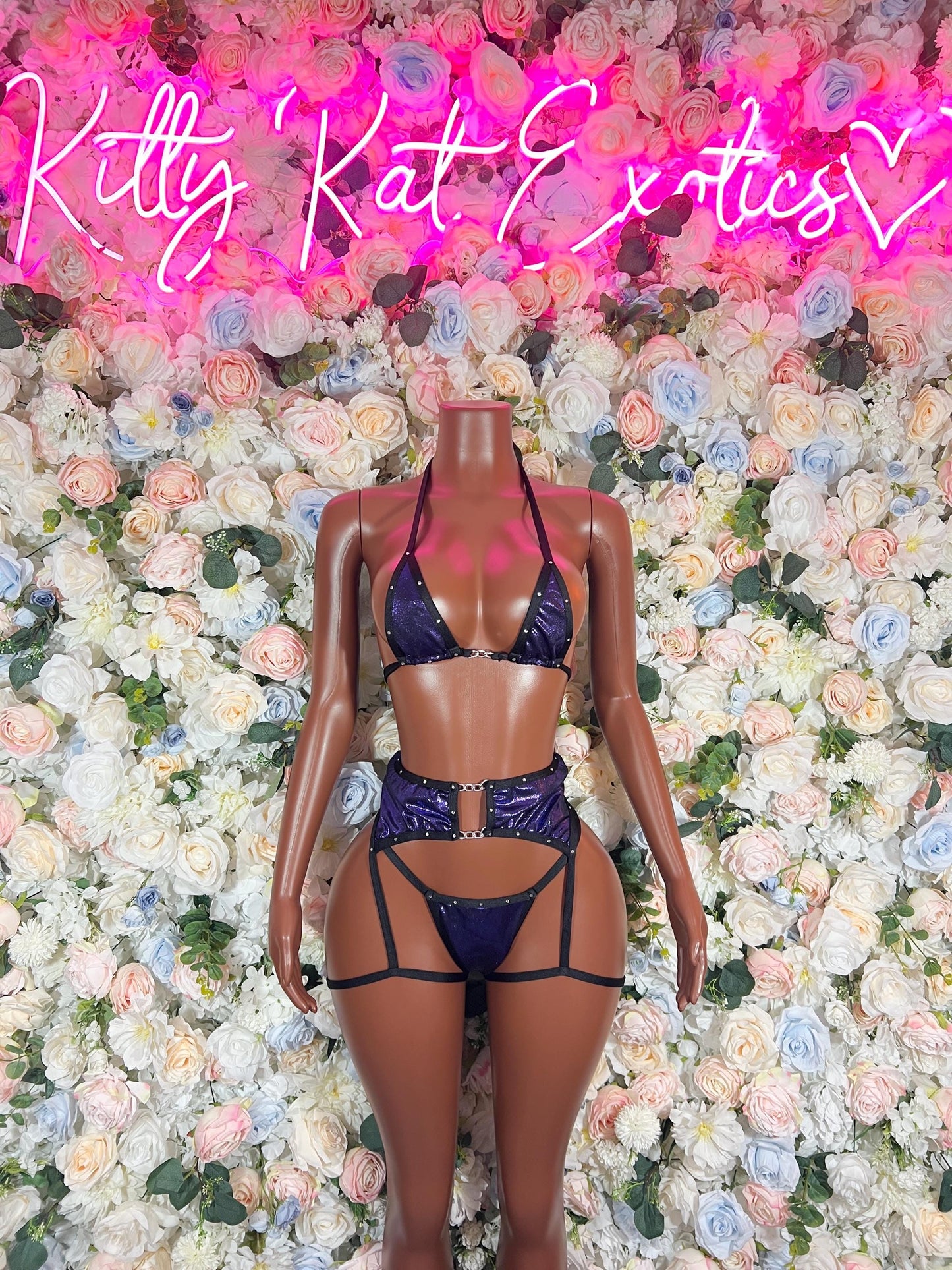 Festival Outfits Purple Metallic Exotic Dancewear Outfit, Cosplay Womens Costume