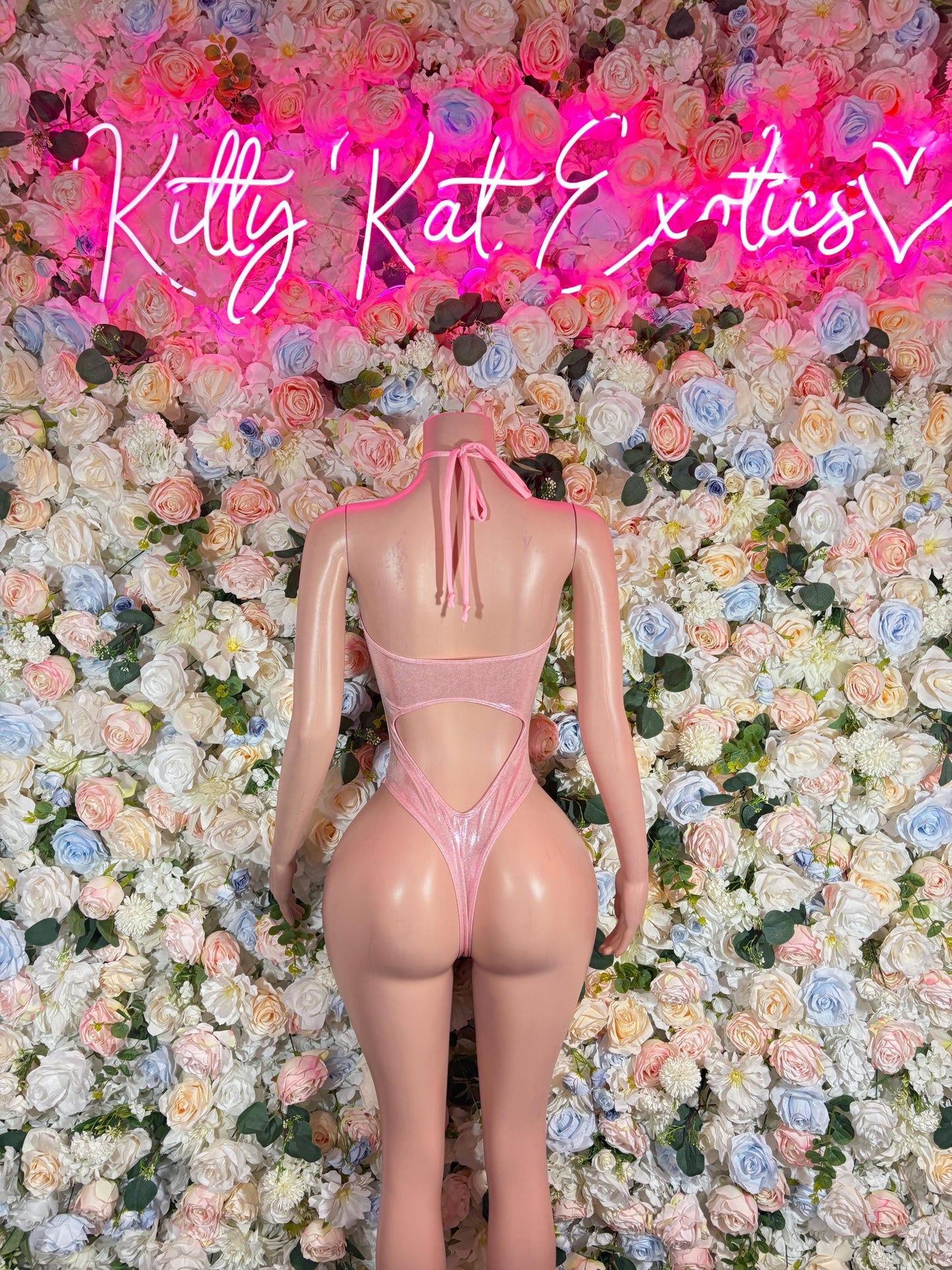 Bottlegirl Bodysuit One-Piece Baby Pink Metallic  Bartender  | Exotic Dancewear Festival wear