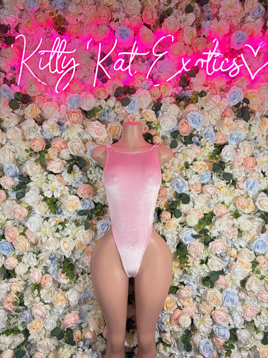 Rave Bodysuit One-Piece Baby Pink Metallic Festival Outfit  | Exotic Dancewear Rave wear