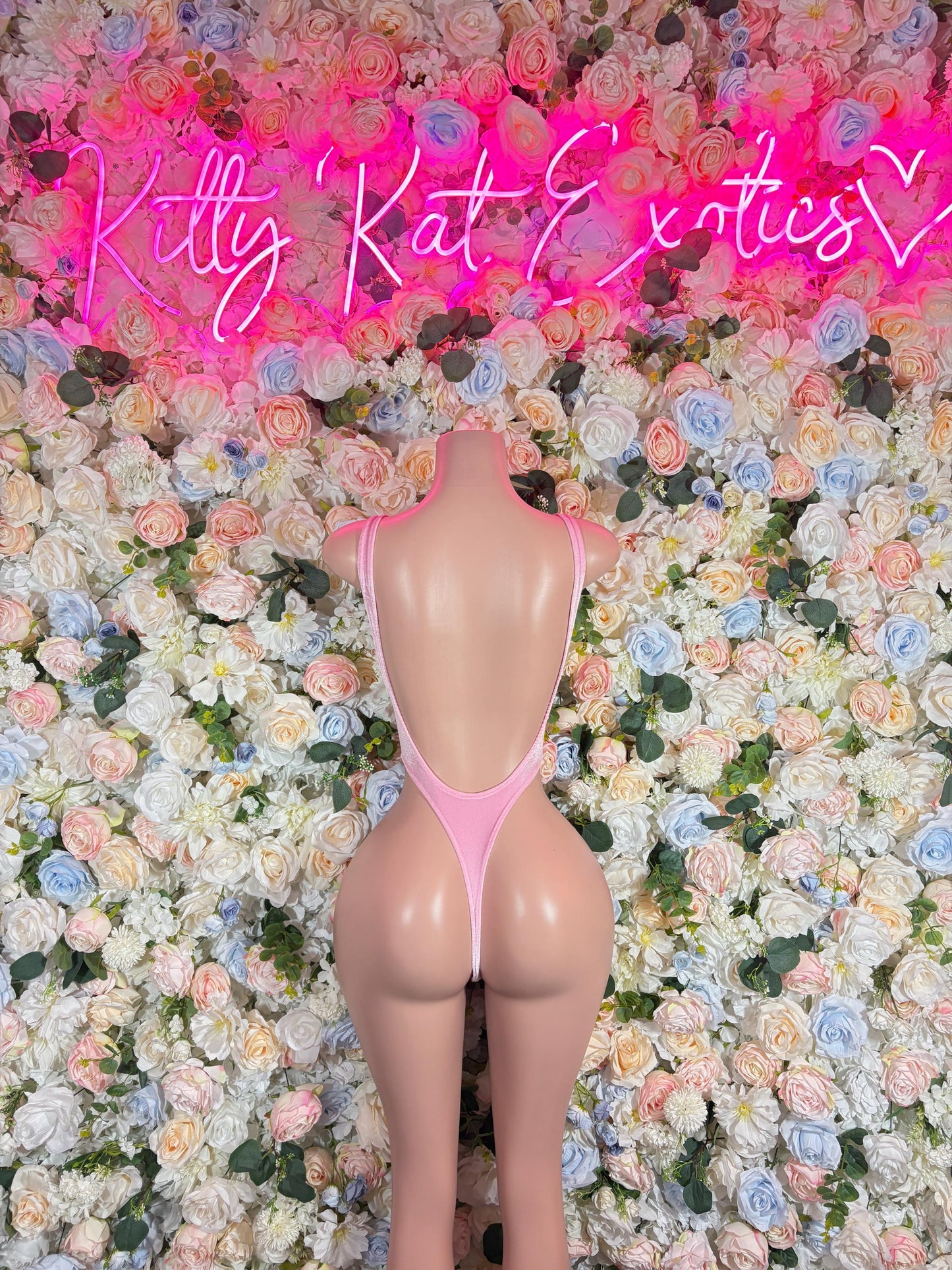 Rave Bodysuit One-Piece Baby Pink Metallic Festival Outfit  | Exotic Dancewear Rave wear