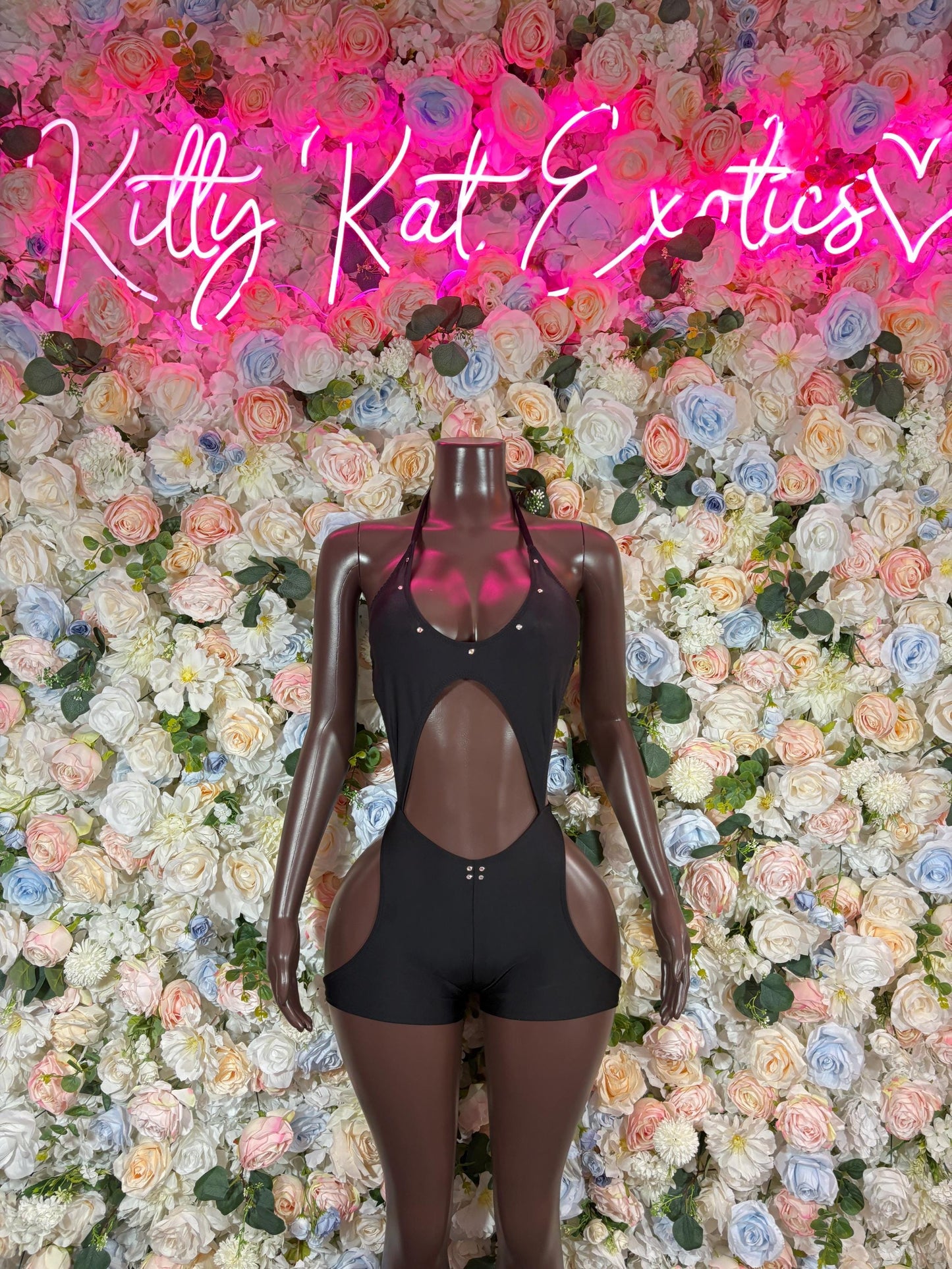 Exotic Dancewear - Bottle Girl Black Bodysuit Cutoff  Festival Clothing Club Outfit, Stylish Intimate Lingerie