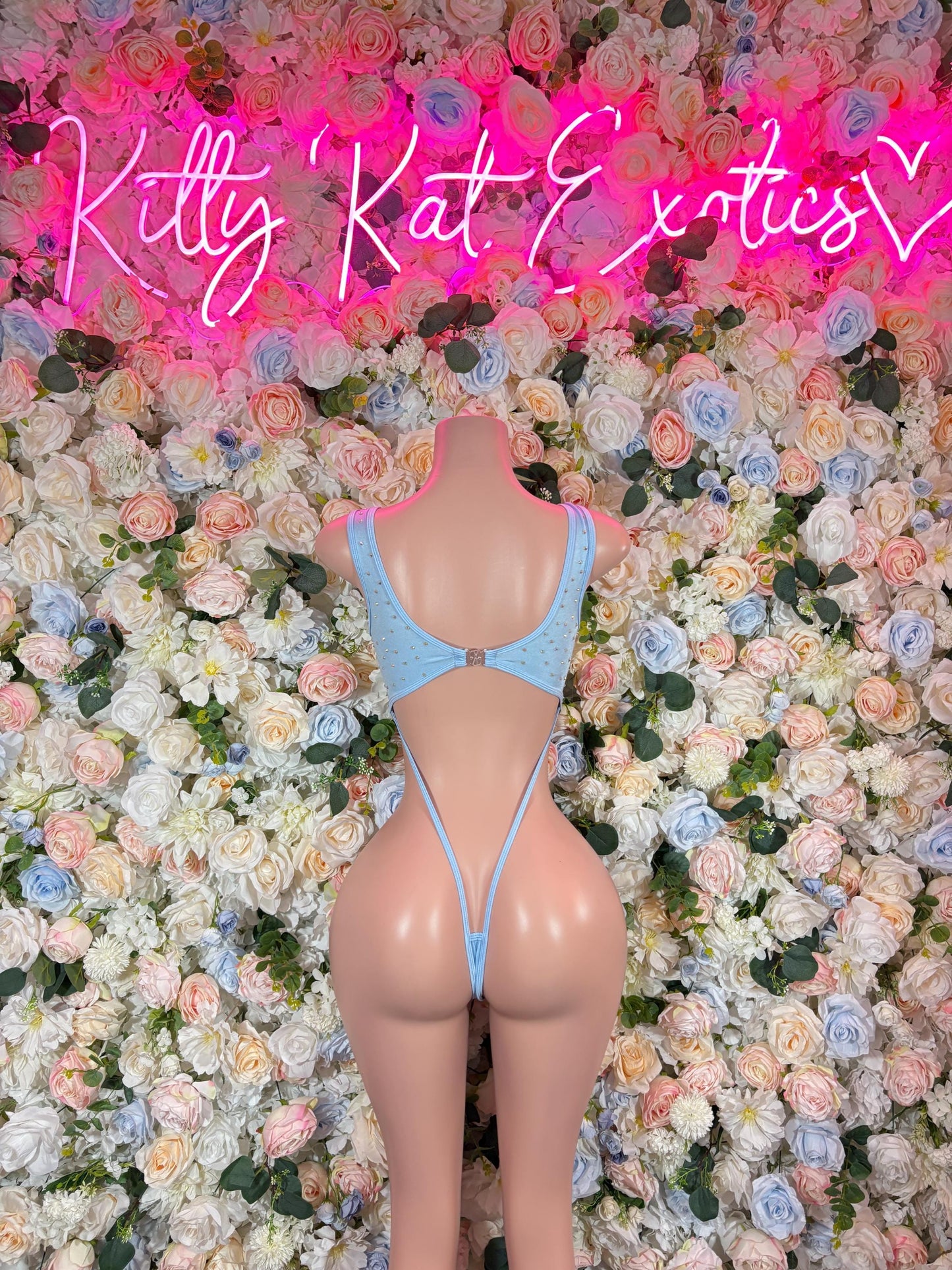 Festival Clothing One Piece Bodysuit Baby Blue Rave wear Festival Wear