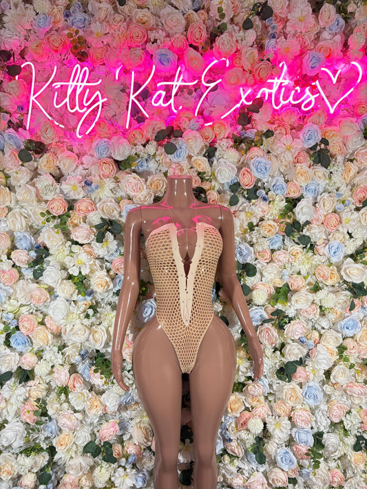 Fishnet Bodysuit One Piece Mesh Nude Festival Wear Bartender Outfit