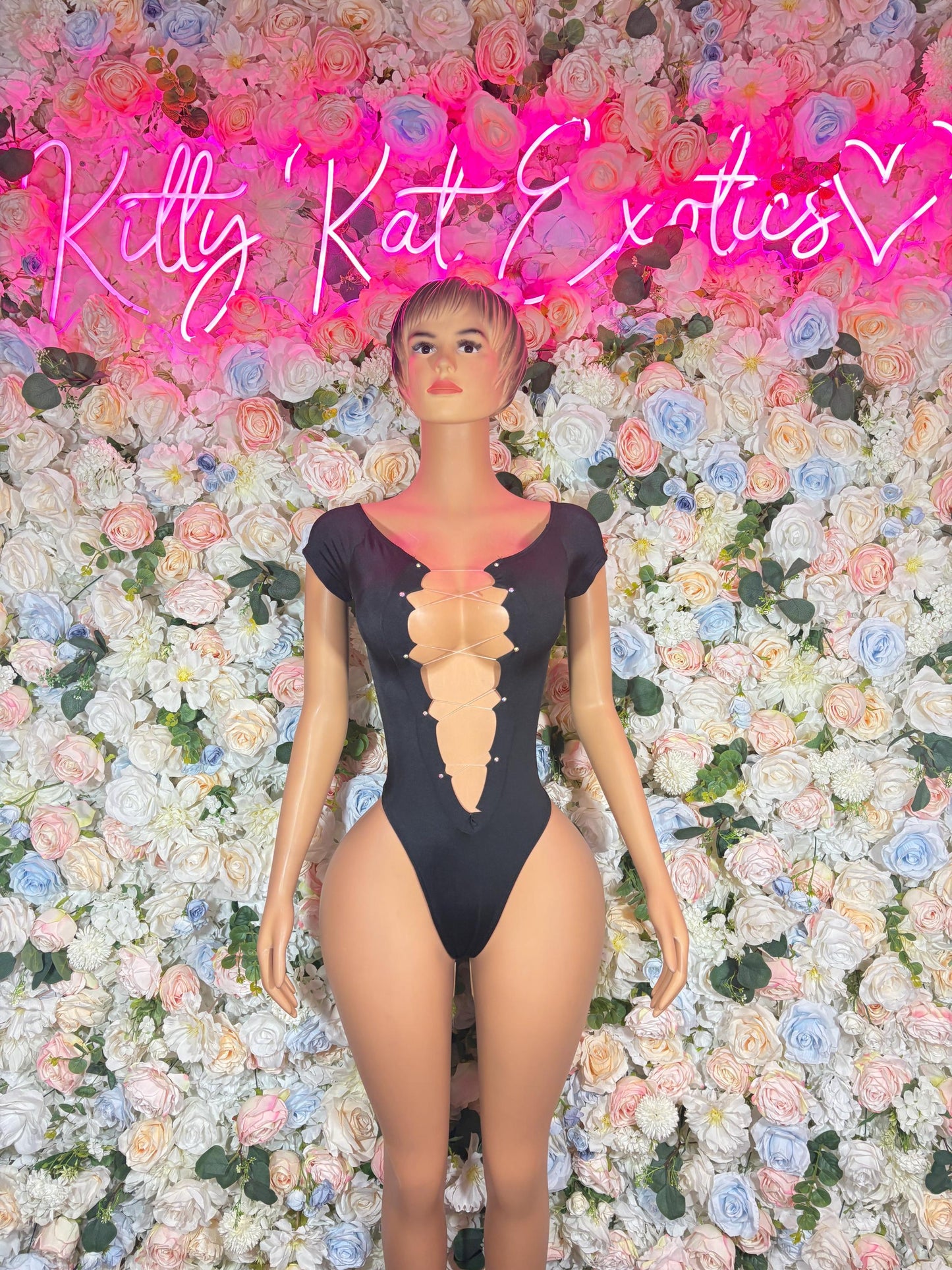 Bottlegirl Bodysuit One-Piece Black Bodysuit | Exotic Dancewear for Performers, Rave Outfit