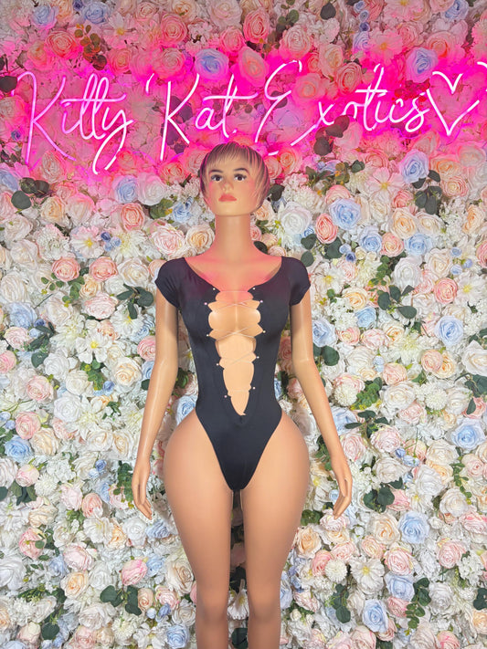 Bottlegirl Bodysuit One-Piece Black Bodysuit | Exotic Dancewear for Performers, Rave Outfit