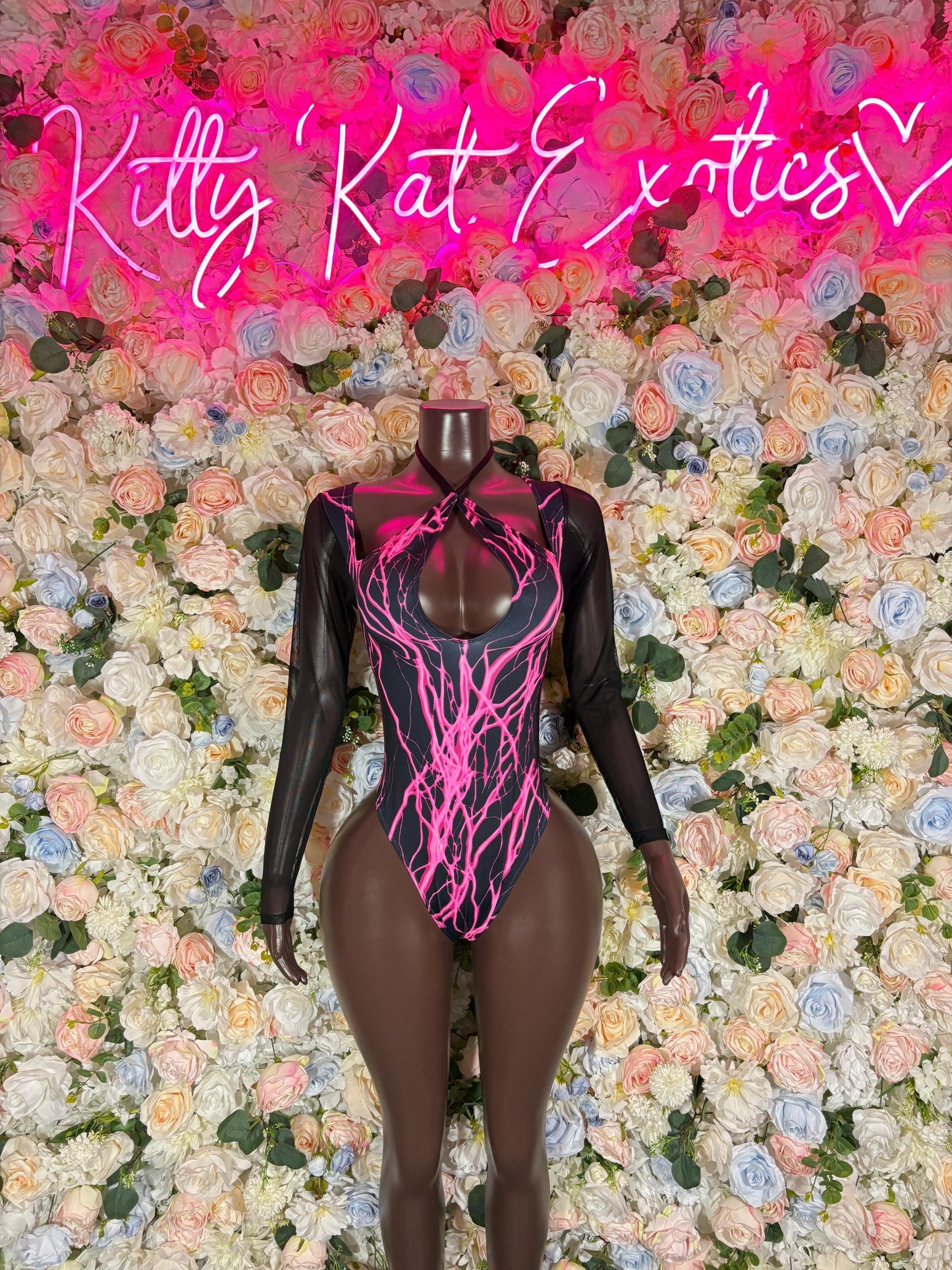 Bartender Bodysuits One-Piece Bodysuit Pink Lightening - Custom Design | Exotic Dancewear Rave Outfits