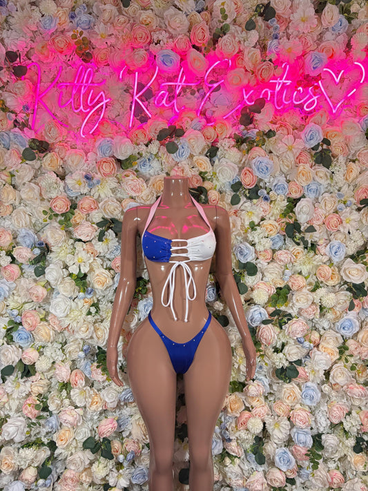 El Salvador Flag Bodysuit Set | Two-Piece Swimsuit | Festival Outfit | Nicaragua Bikini | Country Flag Swimwear | Beachwear | Carnival