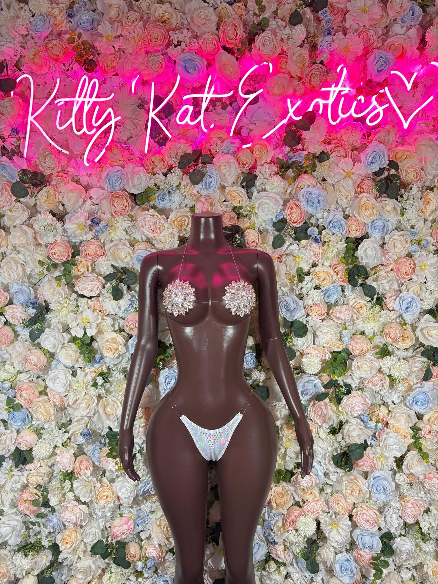 Womens Sexy White Rhinestone Bikini Set - Sparkly Crystal Two Piece Swimsuit Festival Rave Dancewear Costume Exotic Outfit