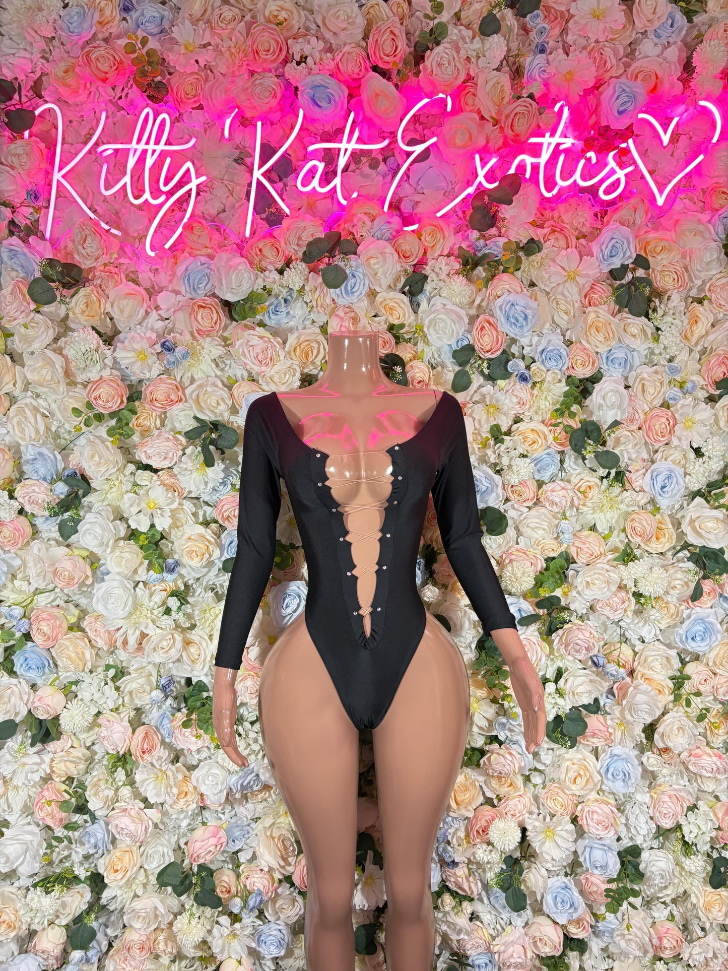 Black Bartender Bodysuit - Exotic One Piece Dancewear Stripper Outfit Rave  Clubwear Bottle Girl Costume