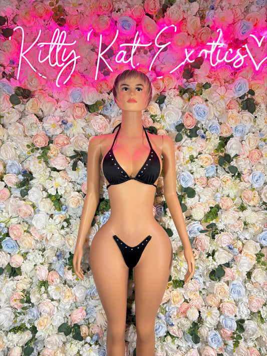 Black Bartender Bikini - Exotic Two Piece Dancewear Stripper Outfit Rave  Clubwear Bottle Girl Costume