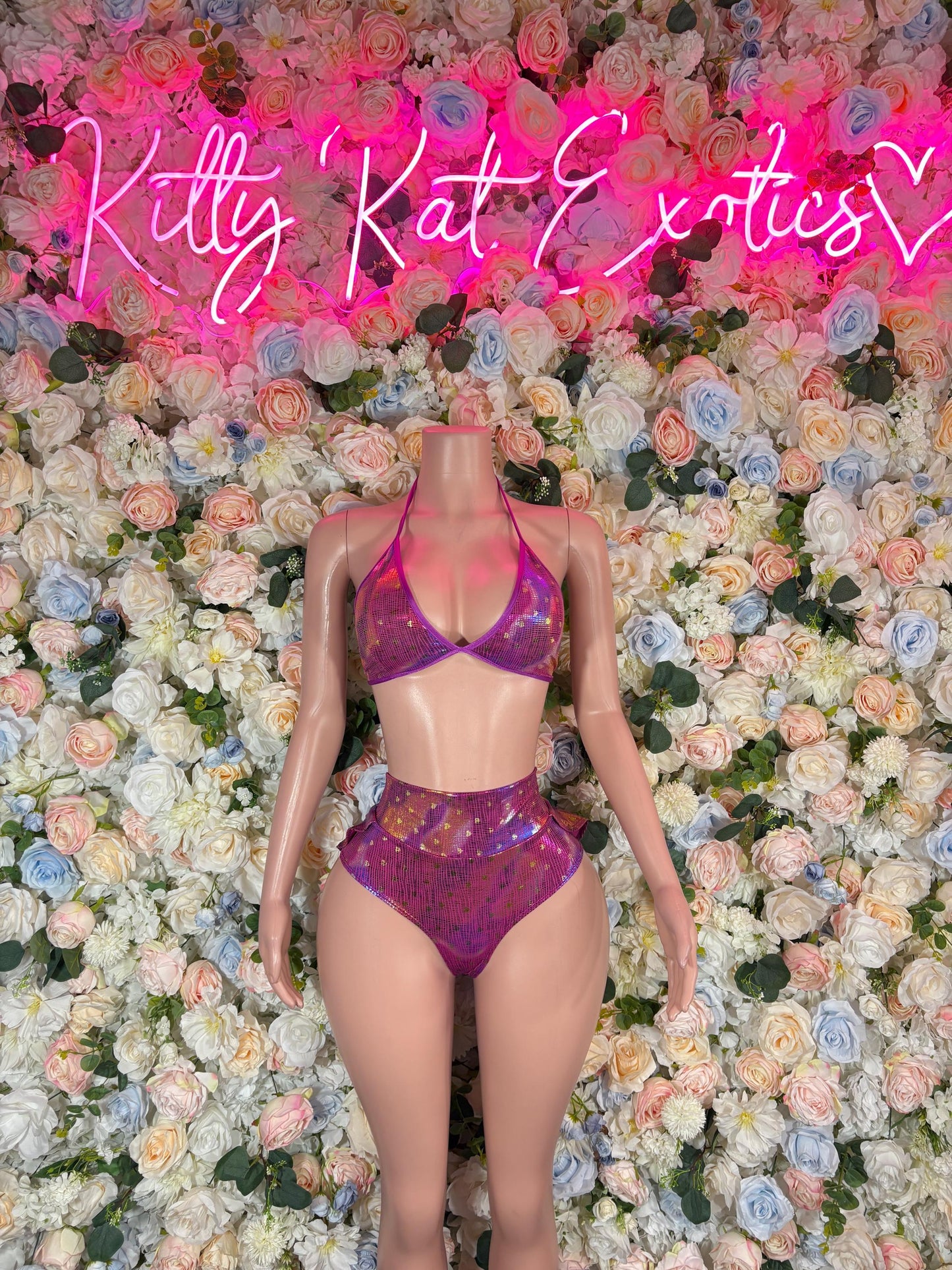 Rave Outfit Two-Piece Purple Metallic Skirt Set   Festival Wear Ravewear Festive Costume