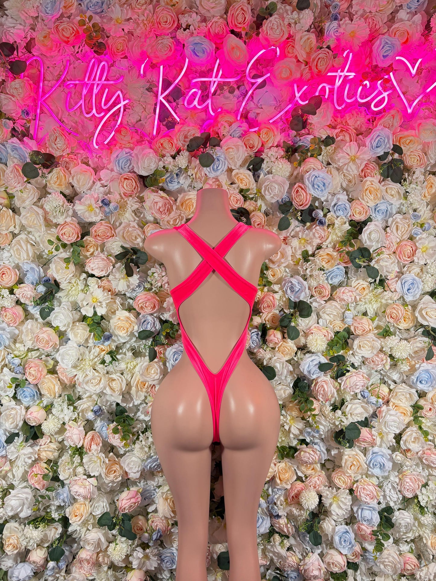 Rave Outfit One-Piece Pink Velvet Bodysuit   Bartender  | Exotic Dancewear Festival wear