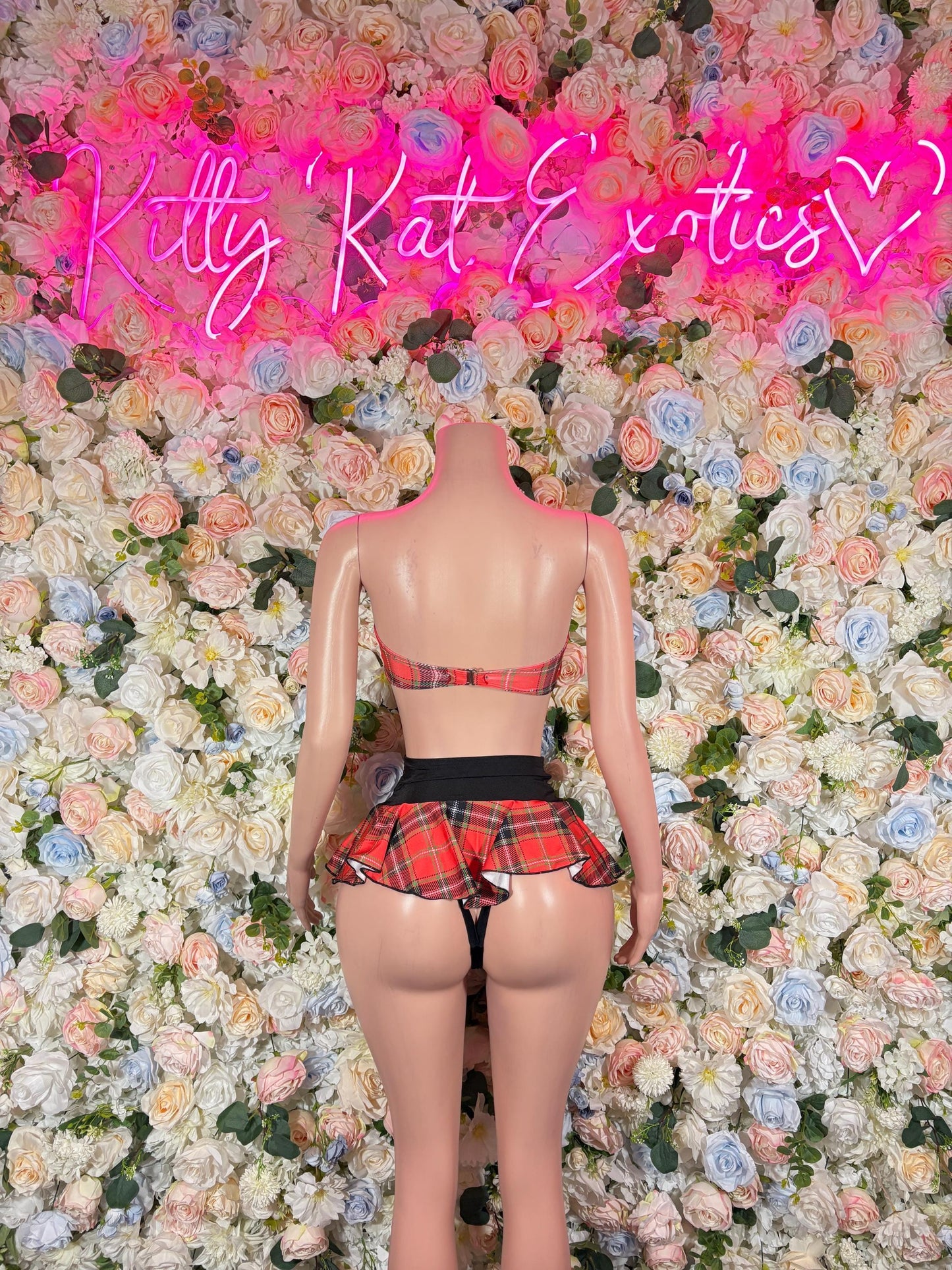 Cosplay Two-Piece Plaid Skirt Set  School Girl  Sexy Bartender  | Rave Wear Festival wear Role Play Costume