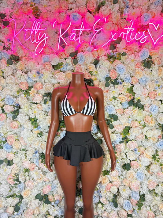 Bottlegirl Referee Set - Two-Piece Sports Skirt for Halloween, Game Day, Clubwear, Sports Bar,  Roleplay & Festivals