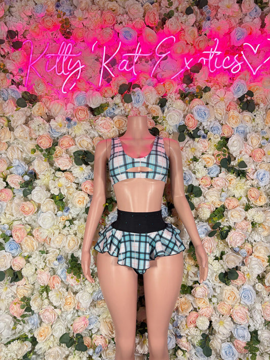 Festival Outfit Two Piece Green Skirt Set- Festival, Sexy for Performers, Events, or Special Occasions