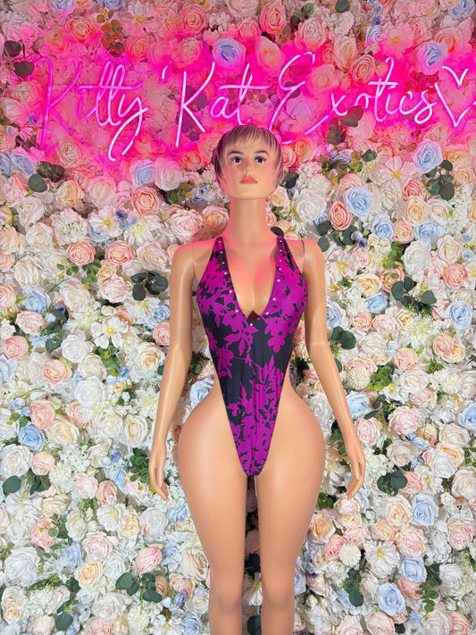 Ravewear One Piece Purple Black Bodysuit Exotic Dancewear Festival wear