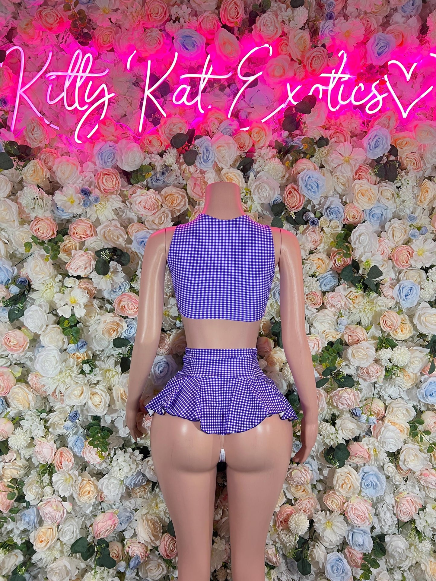 Exotic Dancewear Two Piece Purple Picnic Skirt Set- Festival, Sexy for Performers, Events, or Special Occasions