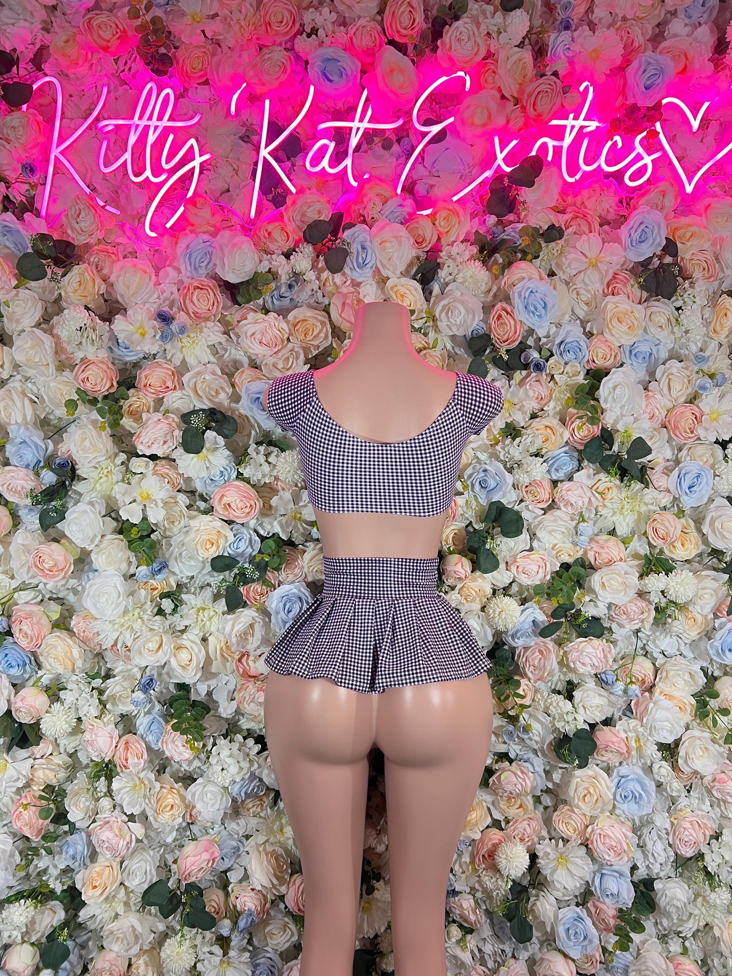 Exotic Dancewear Two Piece Black Picnic Skirt Set- Festival, Sexy for Performers, Events, or Special Occasions