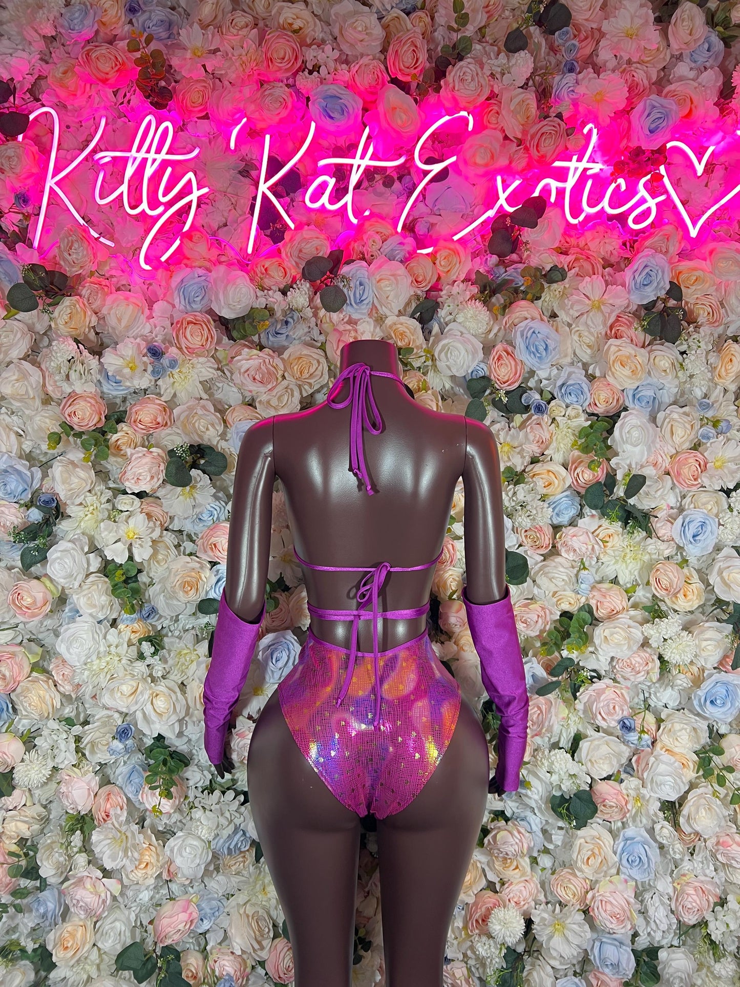 Rave wear One-Piece Multicolor Purple Metallic Bodysuit With Sleeves  Festival Wear Ravewear Festive Costume