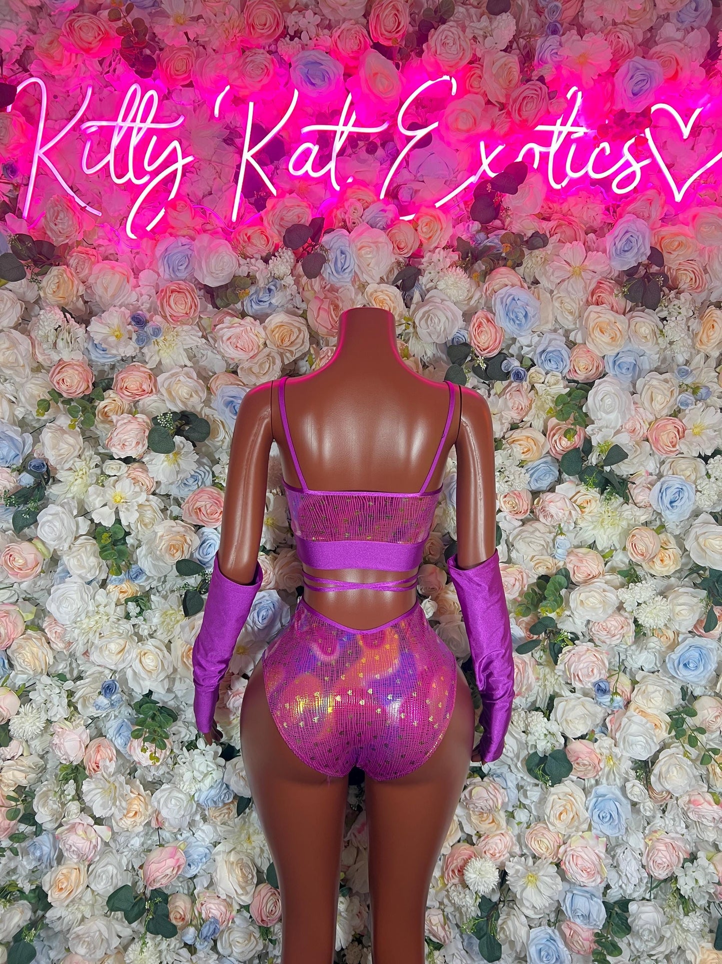 Rave wear One-Piece Multicolor Purple Metallic Bodysuit With Sleeves  Festival Wear Ravewear Festive Costume