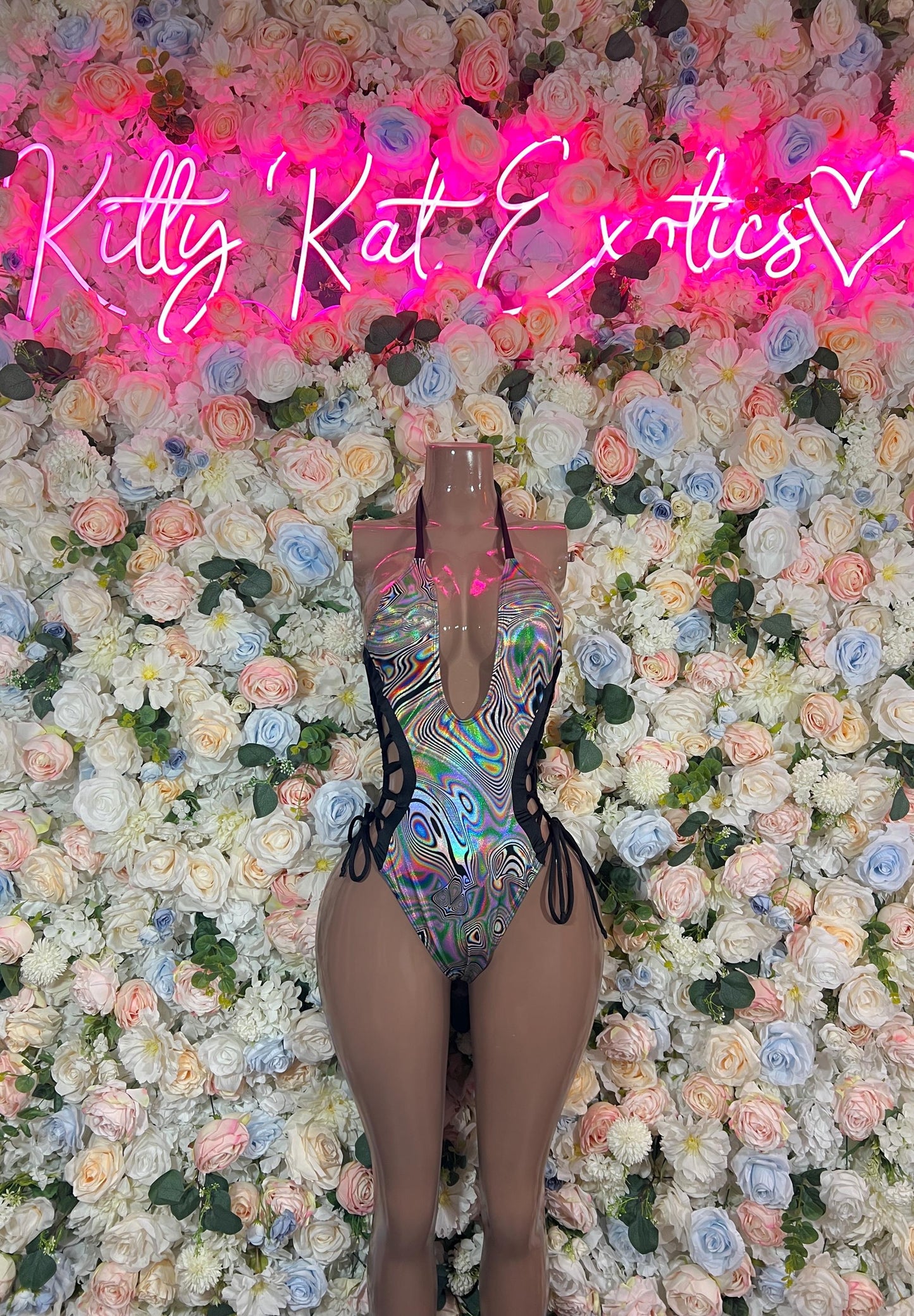 Bottlegirl One Piece Bodysuit Metallic Illusion  - Sexy Performance Costume, Exotic Dancewear, Bold Dance Outfit, Womens Party Outfit