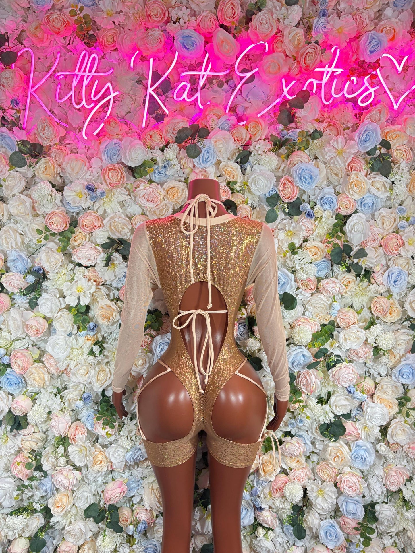 Bottlegirl Outfits Bodysuit Gold Metallic Flakes  - Sexy Performance Costume, Exotic Dancewear, Bold Dance Outfit, Womens Party Outfit