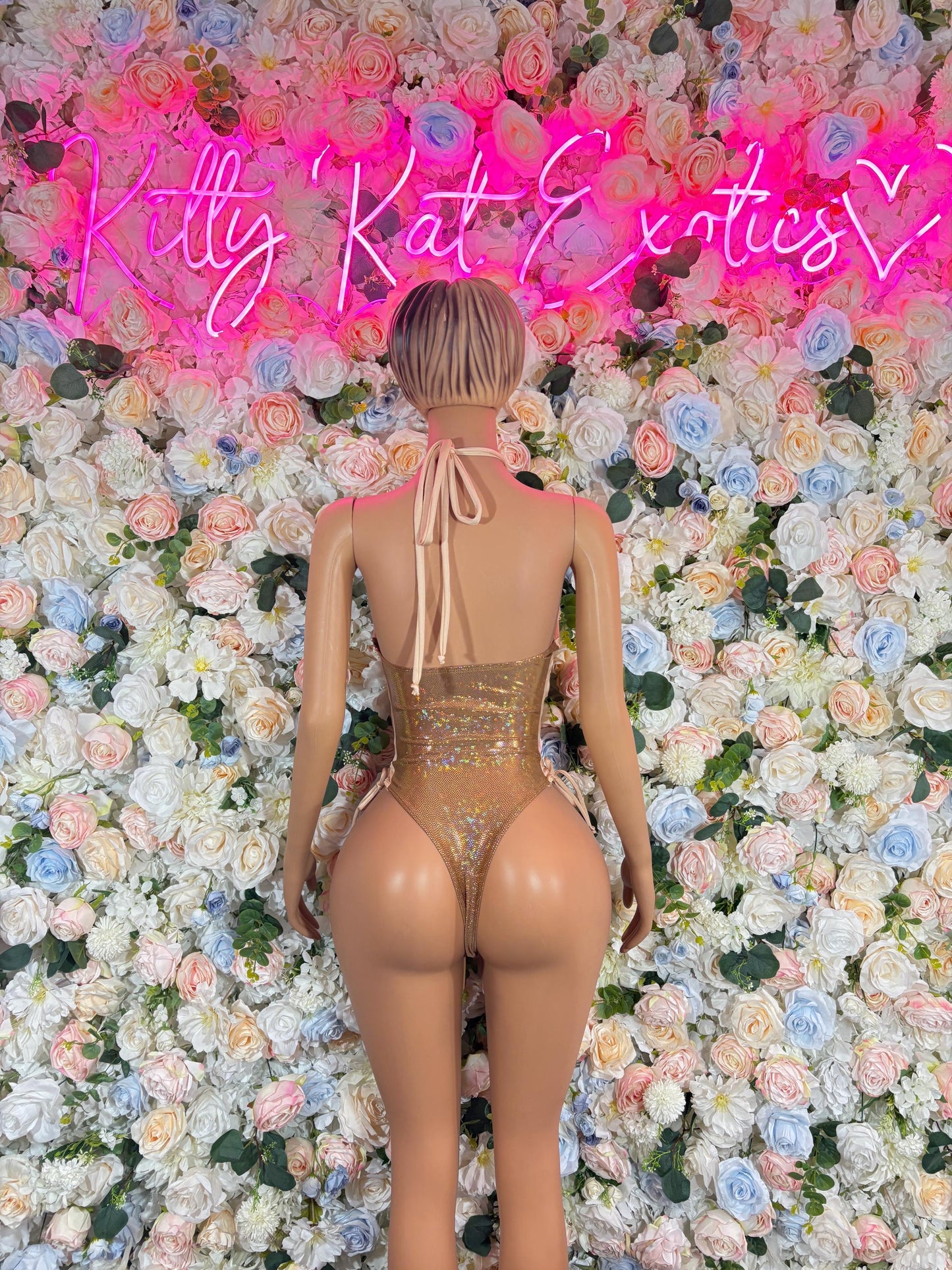 Bottlegirl Outfits Bodysuit Gold Metallic Flakes  - Sexy Performance Costume, Exotic Dancewear, Bold Dance Outfit, Womens Party Outfit