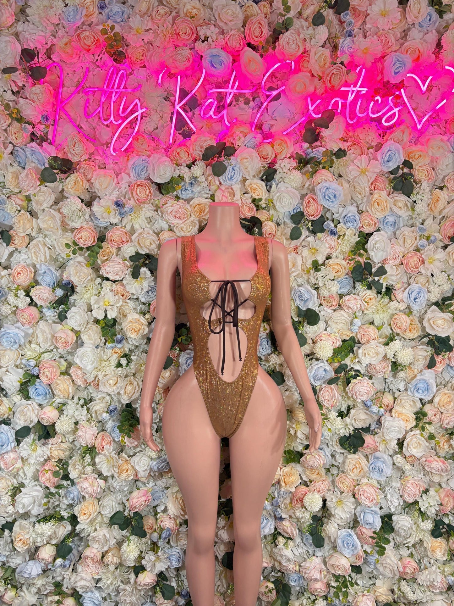 Bottlegirl Outfits Bodysuit Gold Metallic Flakes  - Sexy Performance Costume, Exotic Dancewear, Bold Dance Outfit, Womens Party Outfit