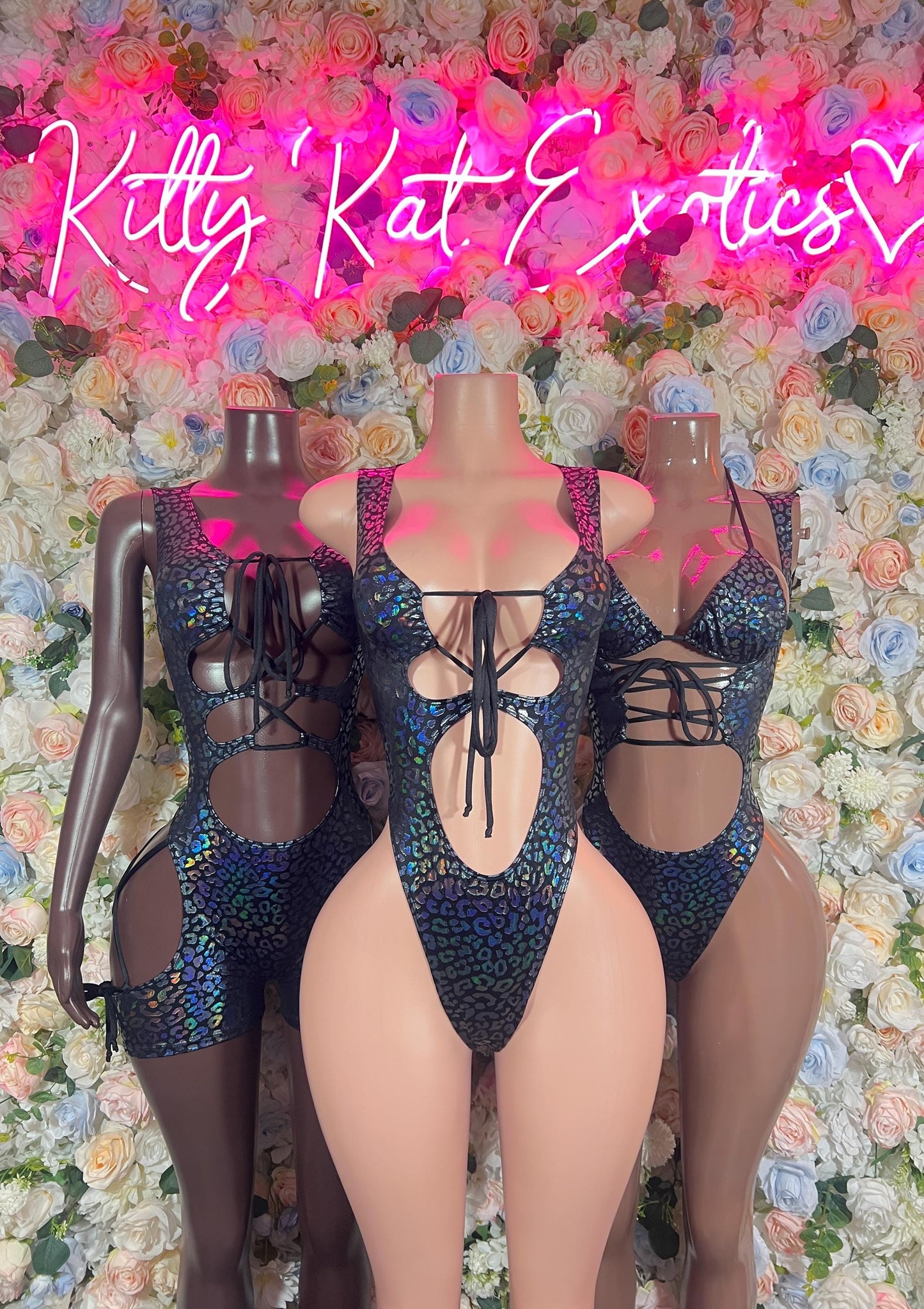 Bottle Girl One-Piece Bodysuit - Onyx Metallic Cheetah | Exotic Dancewear, Rave & Festival Outfit