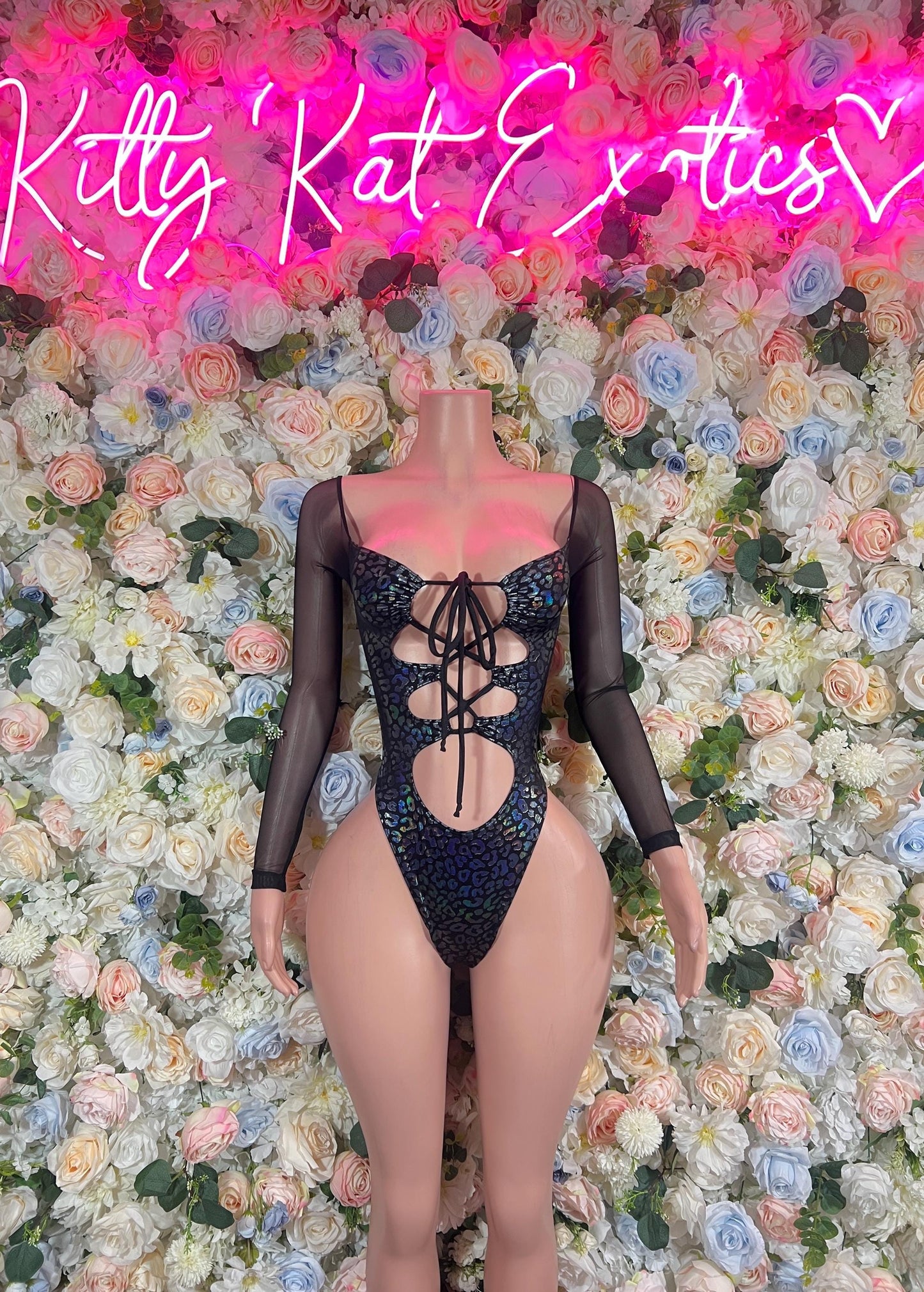Bottle Girl One-Piece Bodysuit - Onyx Metallic Cheetah | Exotic Dancewear, Rave & Festival Outfit