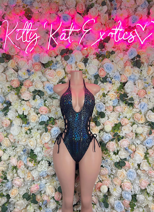 Bottle Girl One-Piece Bodysuit - Onyx Metallic Cheetah | Exotic Dancewear, Rave & Festival Outfit