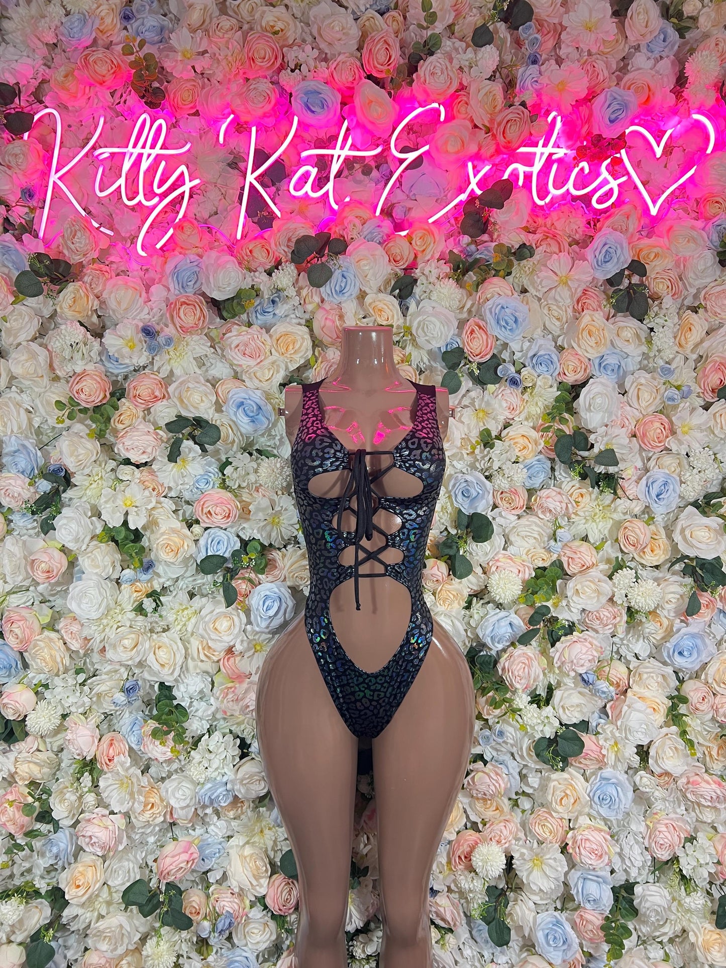 Bottle Girl One-Piece Bodysuit - Onyx Metallic Cheetah | Exotic Dancewear, Rave & Festival Outfit