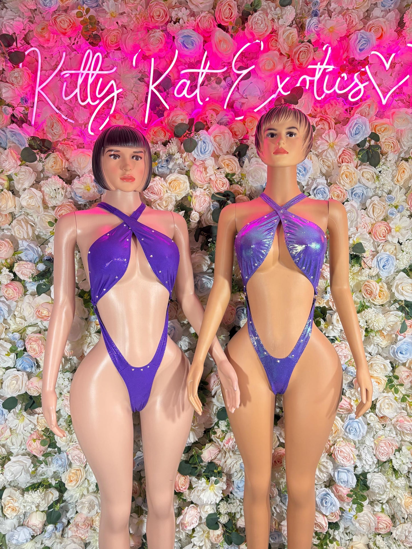 Festival Outfits  One-Piece Bodysuit Purple Metallic - Custom Design | Exotic Dancewear for Performers, Raves, & Nights Out