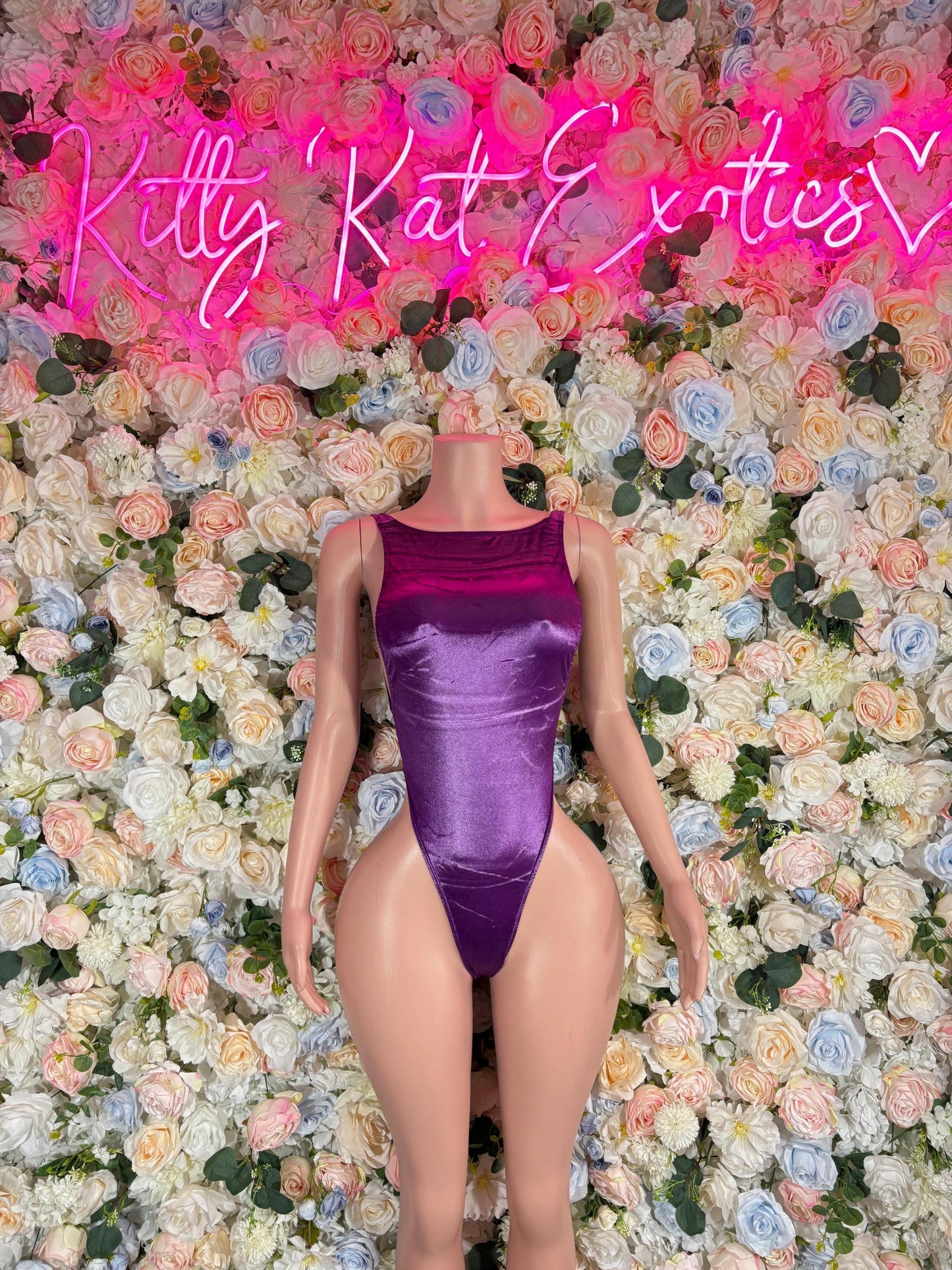 Exotic Dancewear  One-Piece Purple Bodysuit - Custom Design | Festival Dancewear for Performers, Raves, & Nights Out