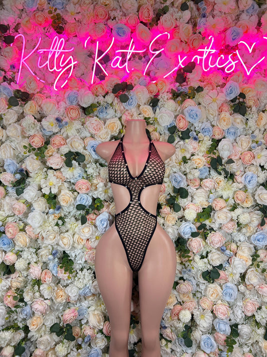 Fishnet Bodysuit - Bottle Girl Black Bodysuit - Comfortable Rave Waitress Underwear, Stylish Intimate Lingerie