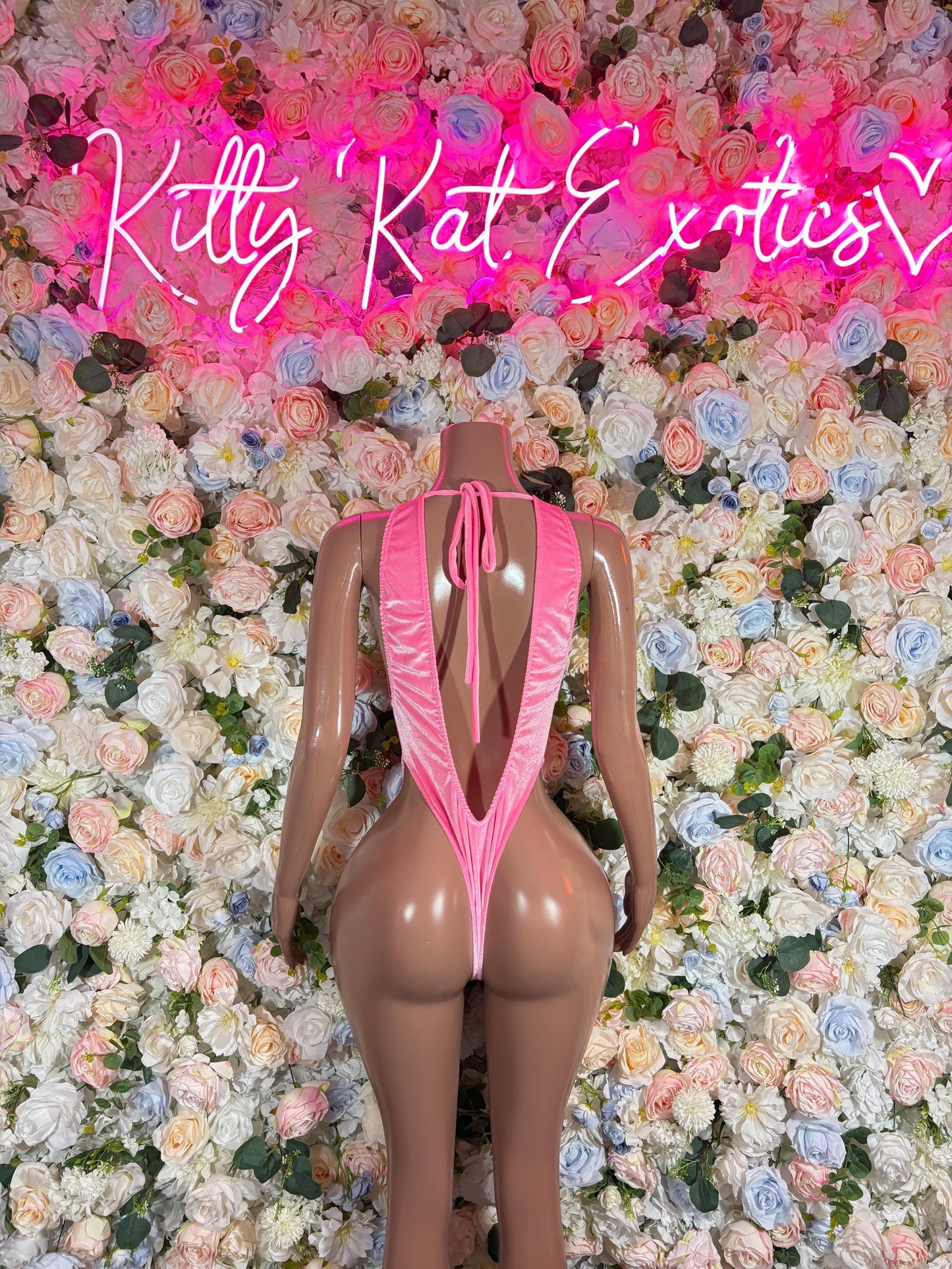 Rave Outfit One-Piece Baby Pink Velvet Festival Outfit  | Exotic Dancewear Rave wear