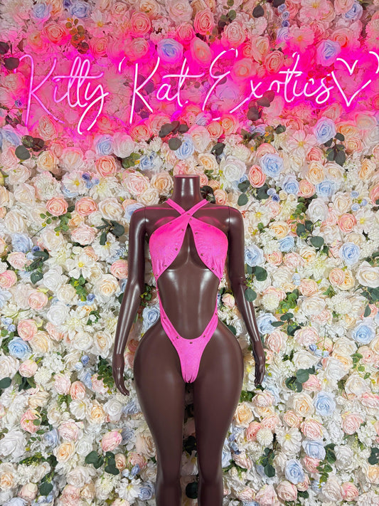 Festival Outfit One-Piece Pink Rave Bodysuit Exotic Dancewear Rave wear