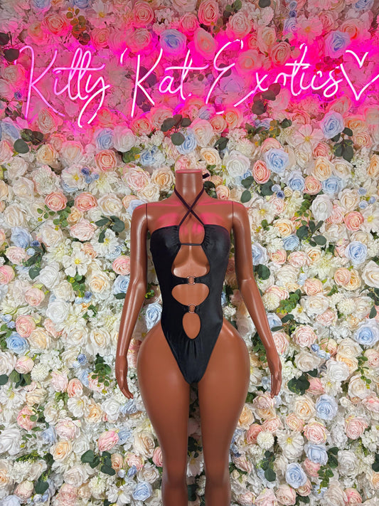 Exotic Dancewear - Bottle Girl Black Bodysuit  Festival Clothing Club Outfit, Stylish Intimate Lingerie