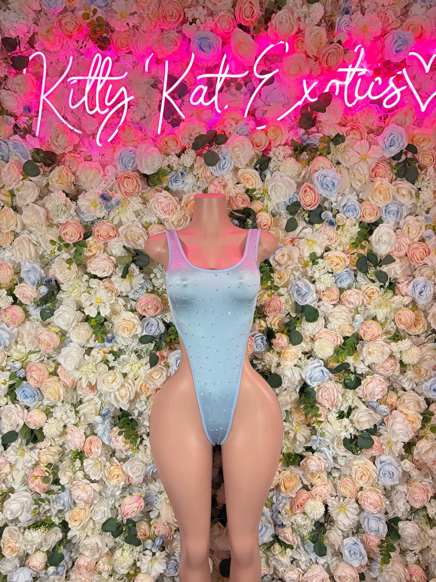 Festival Clothing One Piece Bodysuit Baby Blue Rave wear Festival Wear