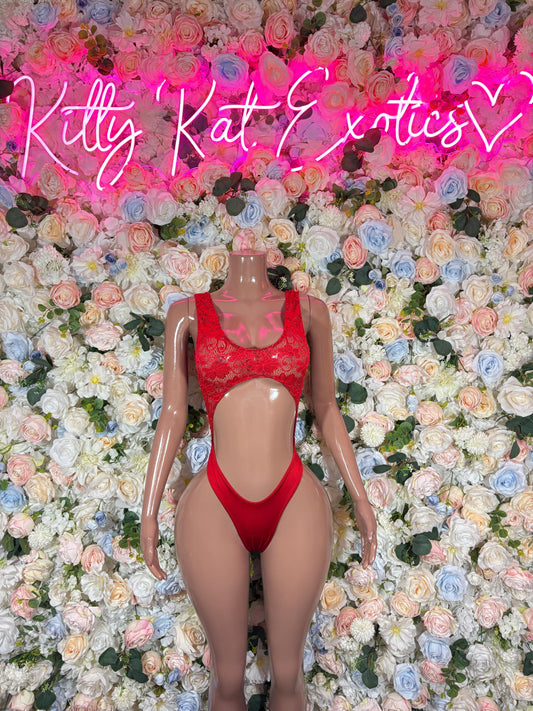 Rave Outfit Exotic Dancewear One Piece Red Bodysuit Festival wear Ravewear Sexy Dancewear