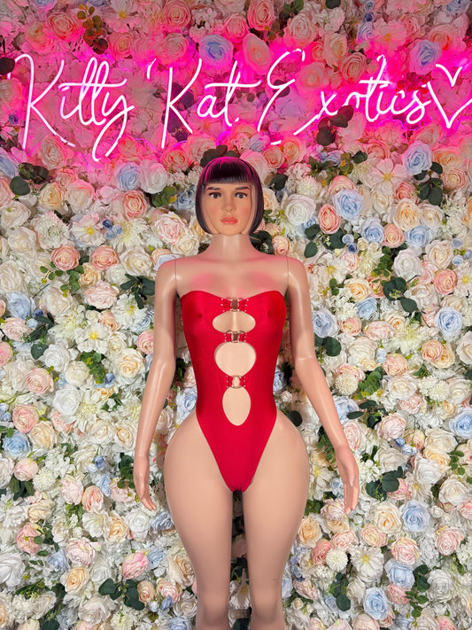 EDM Outfit Exotic Dancewear One Piece Red Bodysuit Festival wear Ravewear Sexy Dancewear