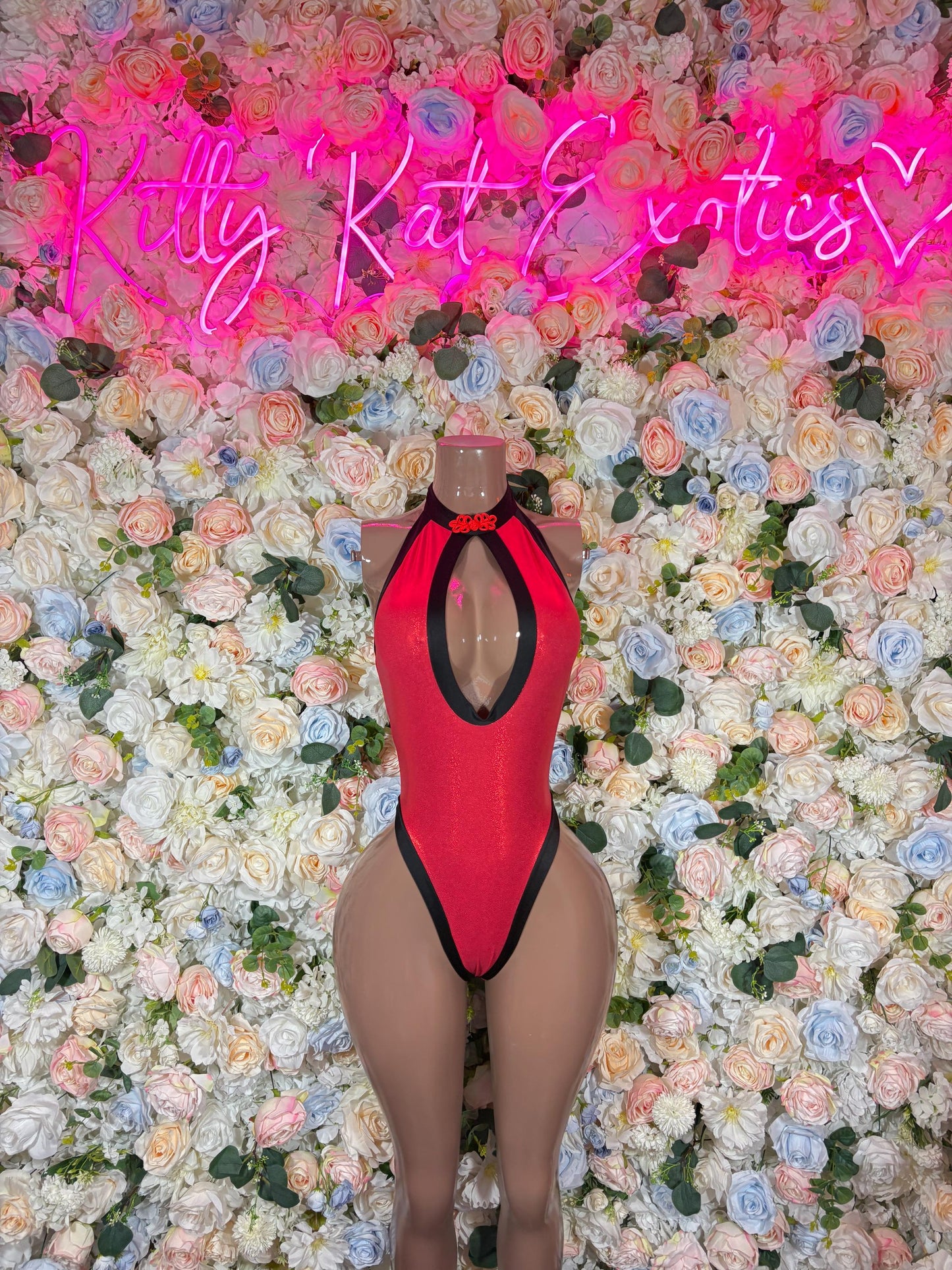 EDM Outfit Exotic Dancewear One Piece Red Bodysuit Festival wear Ravewear Sexy Dancewear