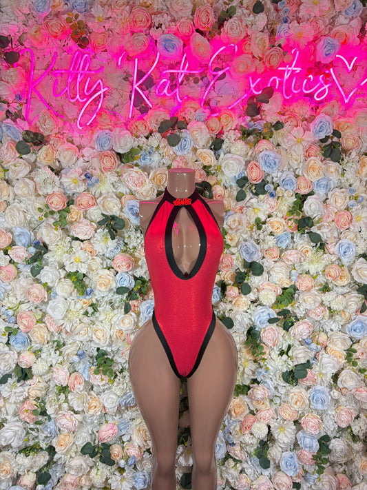 EDM Outfit Exotic Dancewear One Piece Red Bodysuit Festival wear Ravewear Sexy Dancewear