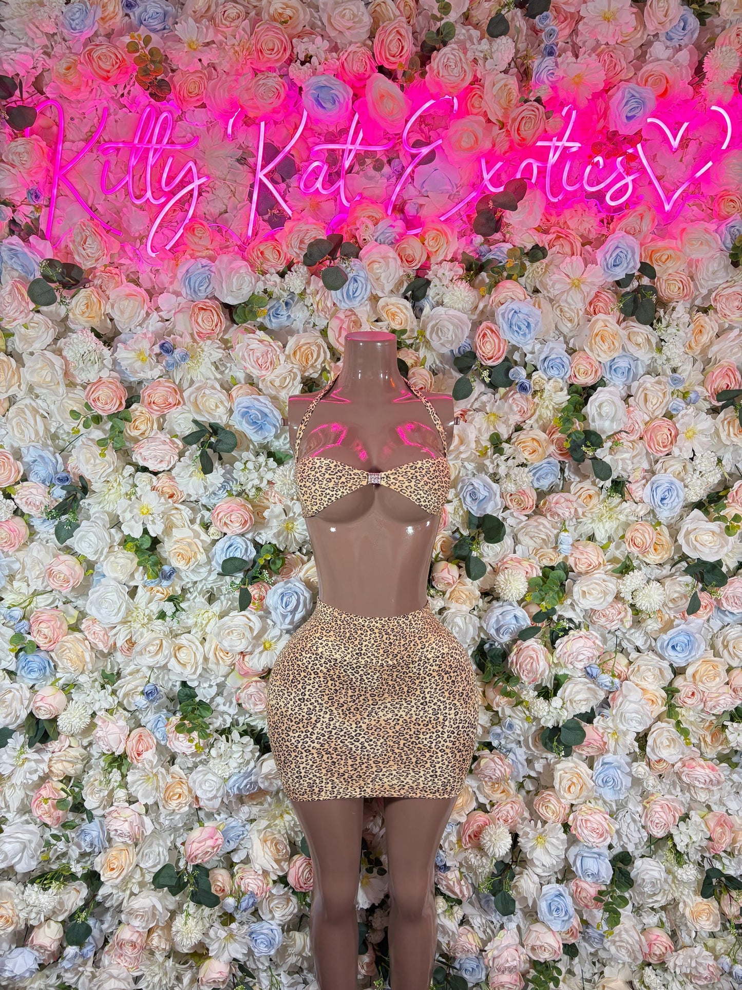 Festival Clothing Two Piece Leopard Skirt  Sexy Rave Outfit for Parties Animal Print Clubwear Exotic Dancewear