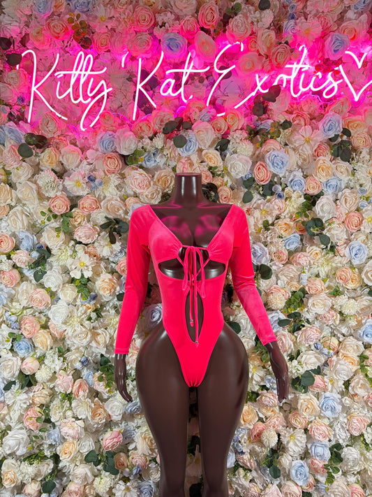 Bottlegirl Outfit One-Piece Pink Velvet Bodysuit   Bartender  | Exotic Dancewear Festival wear